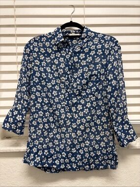 Rosso35 Navy Blue Floral Button-Front Shirt
